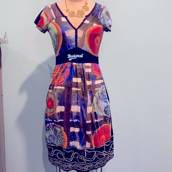 Desigual multi-colored printed dress - Picture 1 of 6